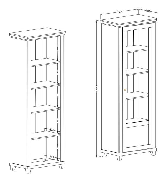 Vitrína Elvina Typ 06 (bílá + jasan + dub lefkas)