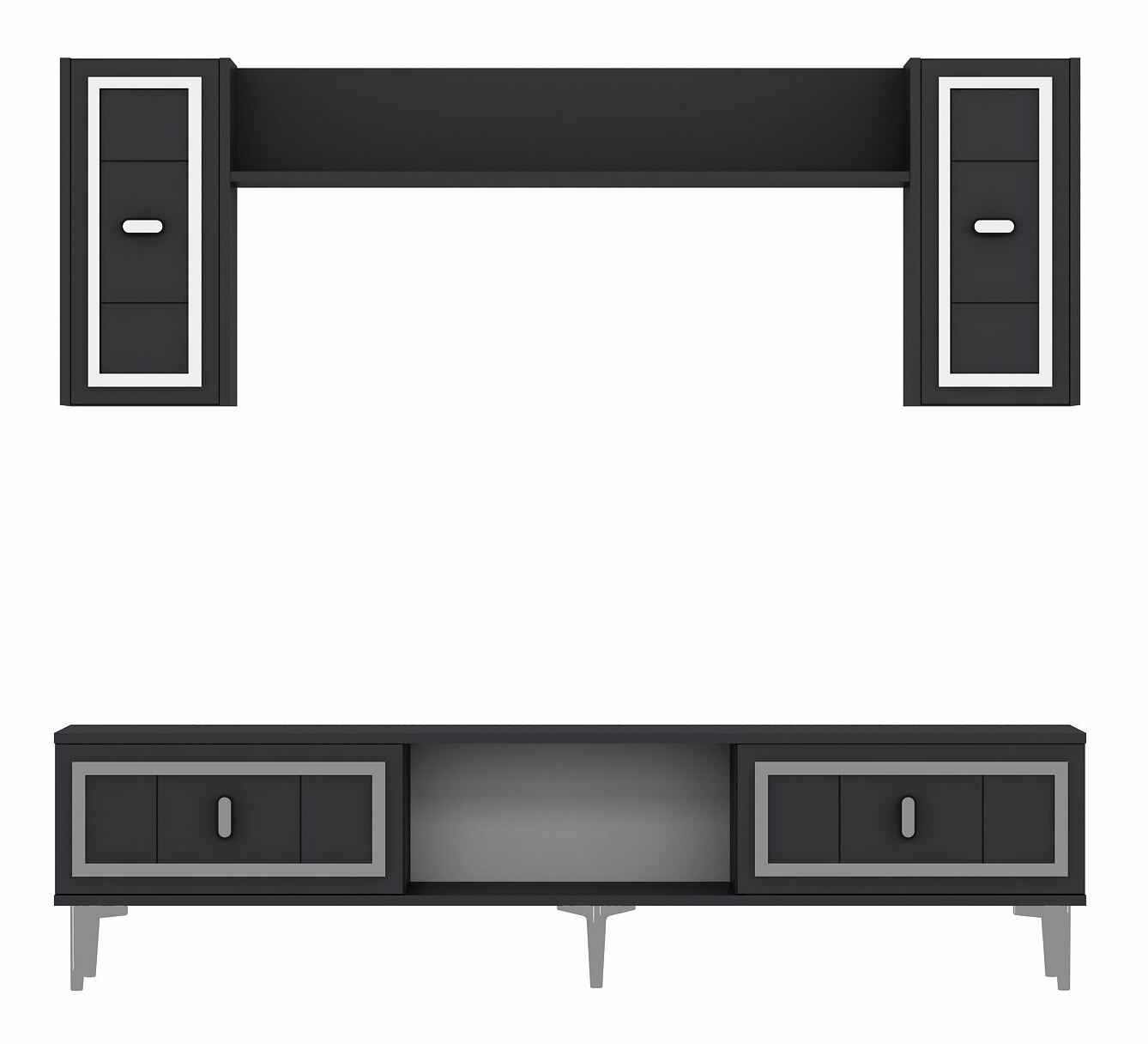 Obývací stěna Orino (antracit + stříbrná)