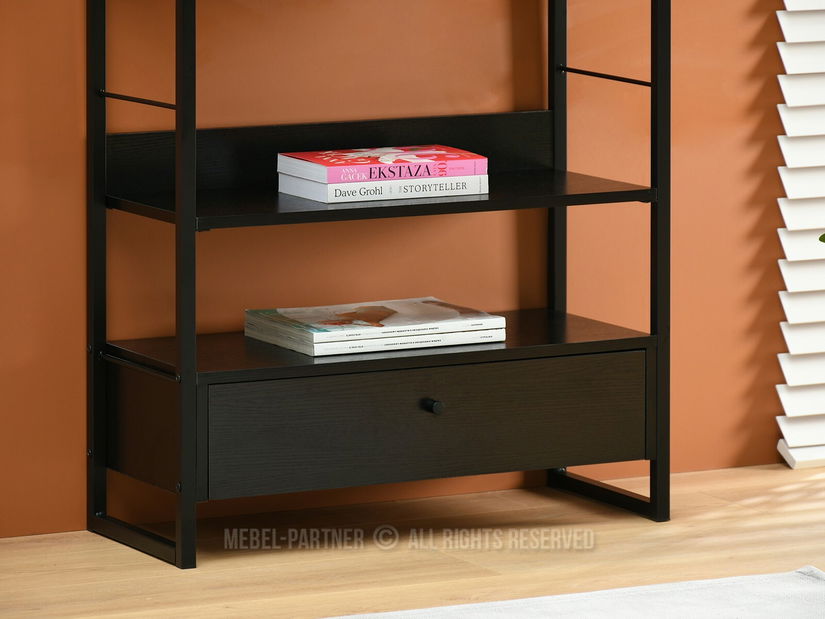 Regál Luca (černé dřevo + černá)