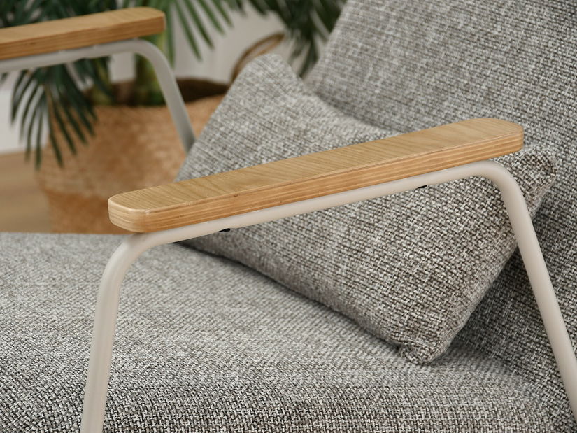 Křeslo Elba (sivobéžová + dub)