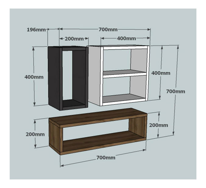 Set 3ks. polic Pisoda 4 (ořech + bílá + antracit)