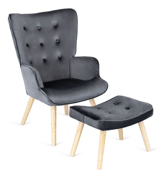 Křeslo s podnožkou Lombardi (šedá)