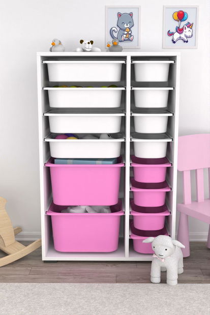 Organizér na hračky Dremonka 7 (bílá + růžová)