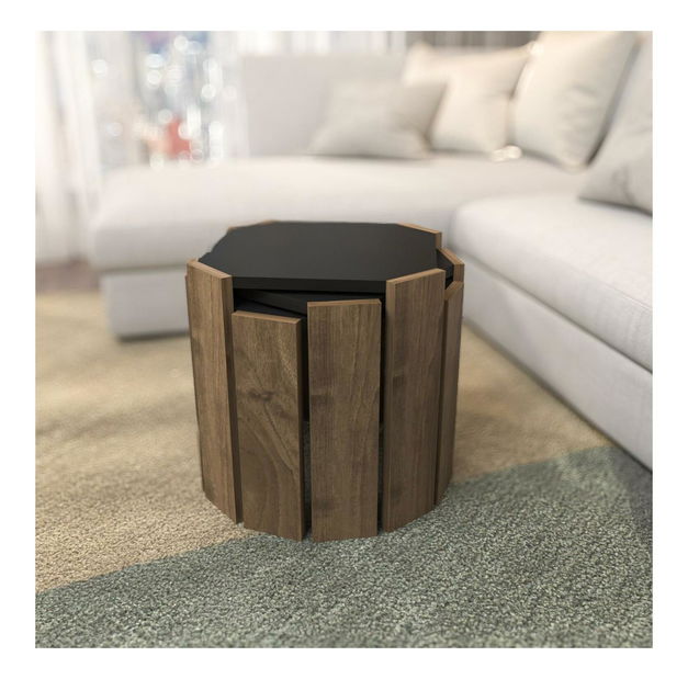 Set 3 konferenčních stolků Lorizolla (antracit + ořech)