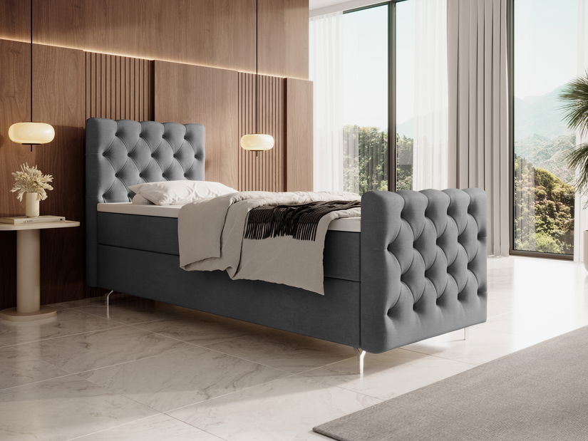 Jednolůžková postel 90 cm Clinton Bonell (tmavě šedá) (s roštem, s úl. prostorem)