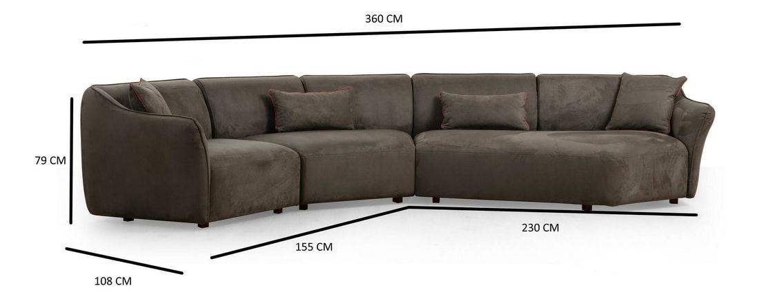 Rohová sedačka Mentasota 2 (hnědá)