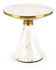 Konferenční stolek Toby (bílý mramor + zlatá)