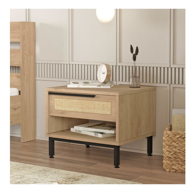 Noční stolek Otto 14 (ořech + dub + černá)