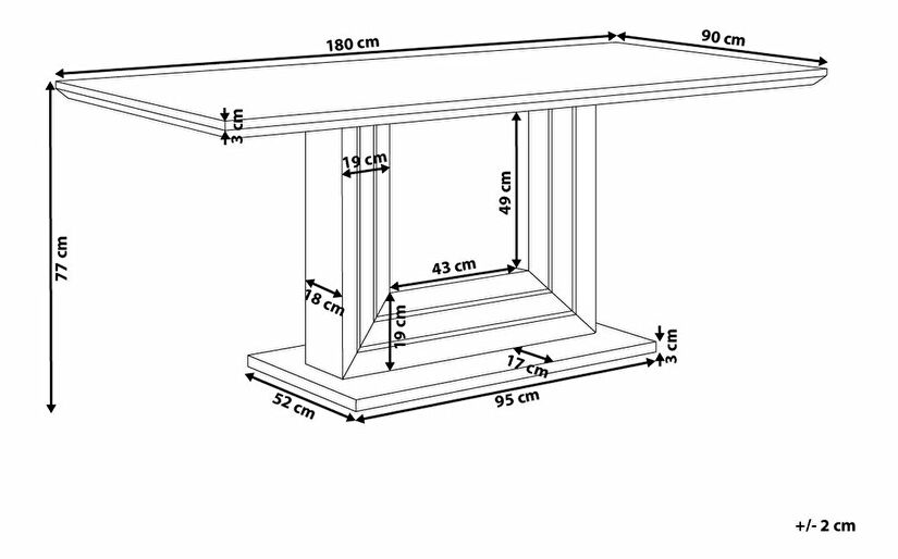 Jídelní stůl KLAONE 180 x 90 cm (MDF) (bílá) (pro 8 osob)