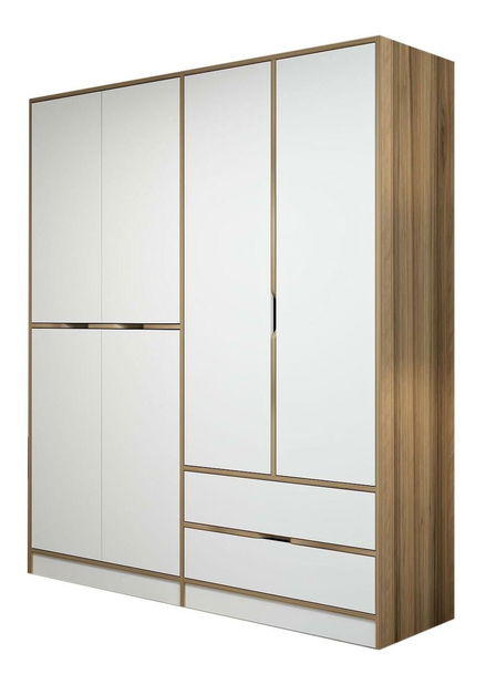 Šatní skříň Erich 3 (ořech + bílá)