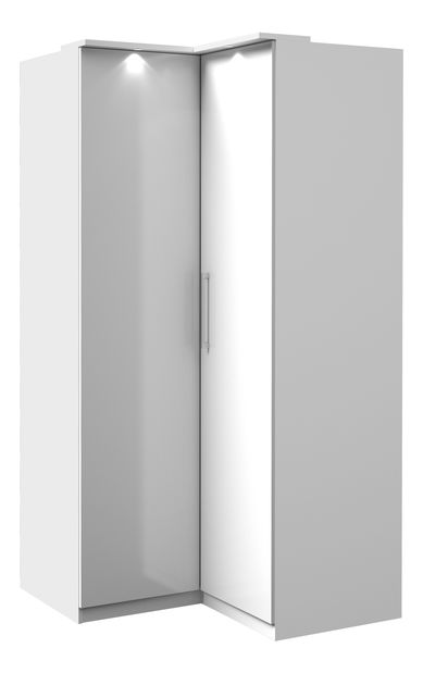 Rohová šatní skříň Centaury Typ 16 (bílá + bílý lesk) *výprodej