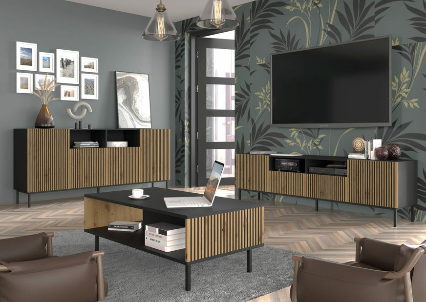 Konferenční stolek F Rowanna (dub artisan + černá)