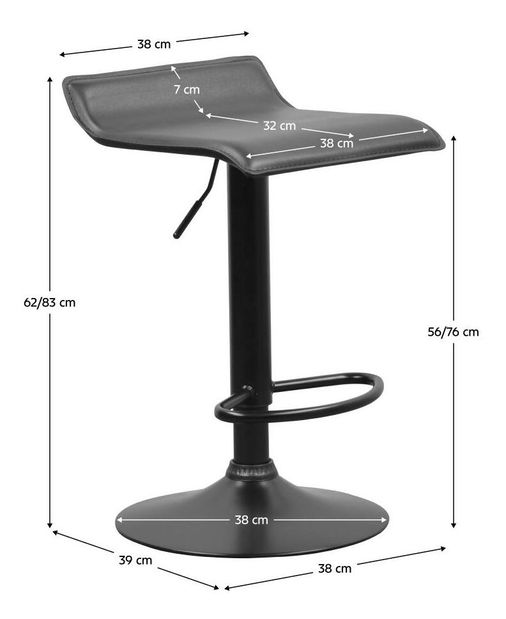 Barová židle Baily (černá ekokůže)