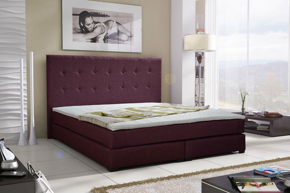 Boxspring postel 160 cm Caserta (šedá) (s matracemi)