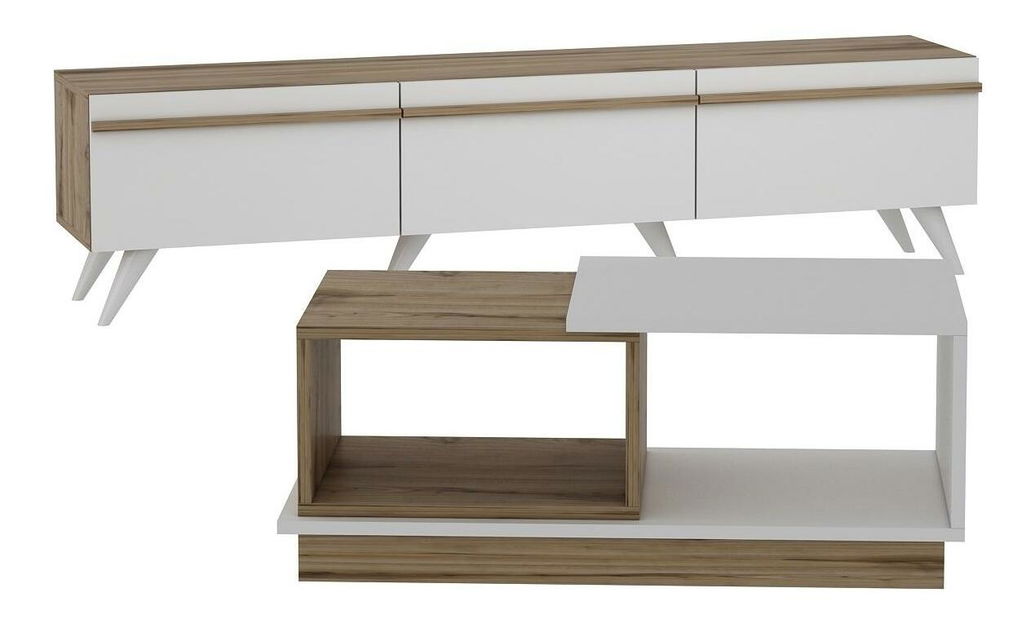 Obývací stěna Vegas (bílá + dub safírový)