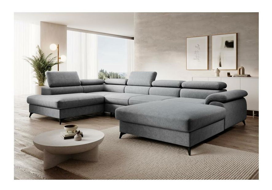 Rohová sedačka ve tvaru U Coly (šedá) (s úl. prostorem) (L)