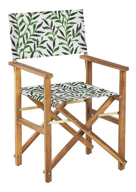 Set 2 ks zahradních lehátek s náhradními potahy Ciala (světlé dřevo + vzor listů)