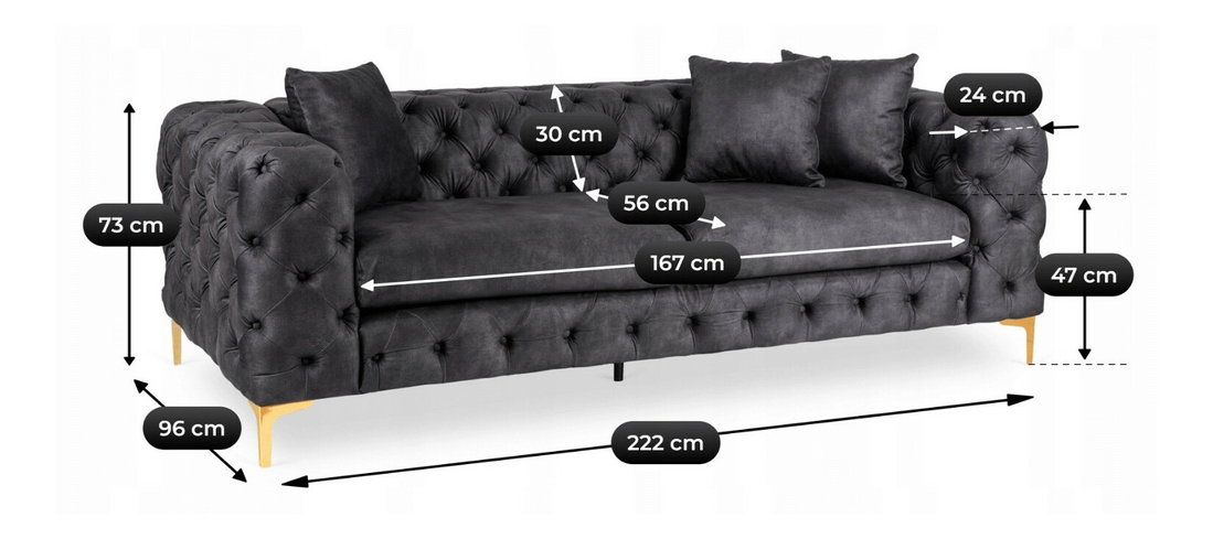 Pohovka trojsedačka Soletto 3 (černá)