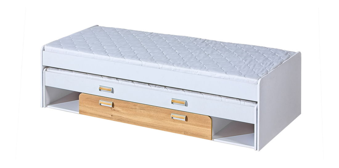 Rozkládací postel 80 cm Lavendon L16 (s rošty) (dub nash + bilá)
