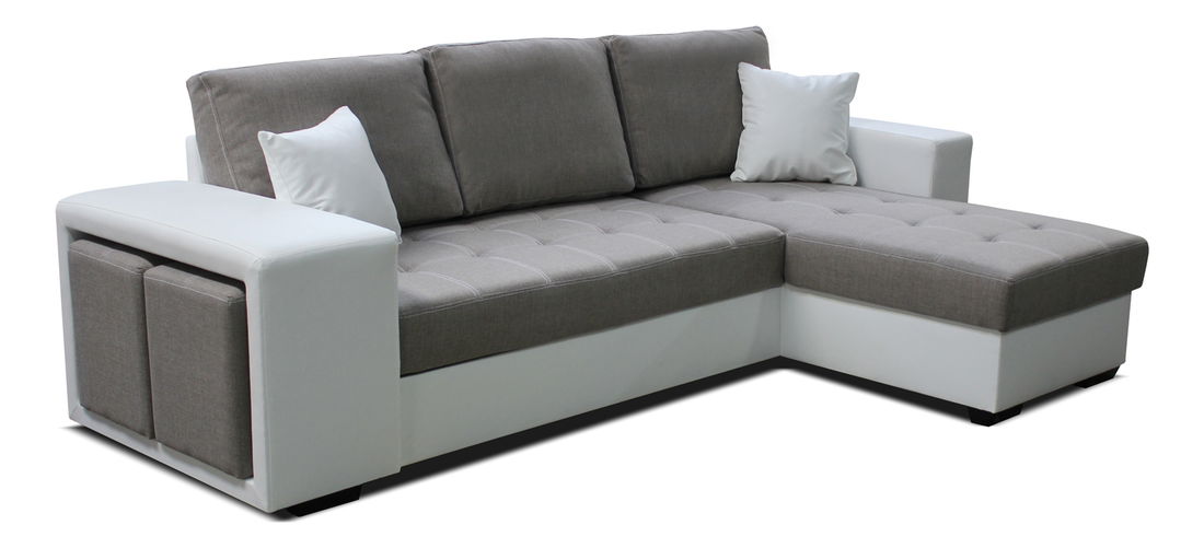 Rohová sedací souprava Thema Lux 2F+L (hnědá + bílá) (P)