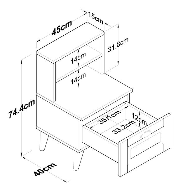 Noční stolek Sivadu 1 (ořech + bílá) *výprodej