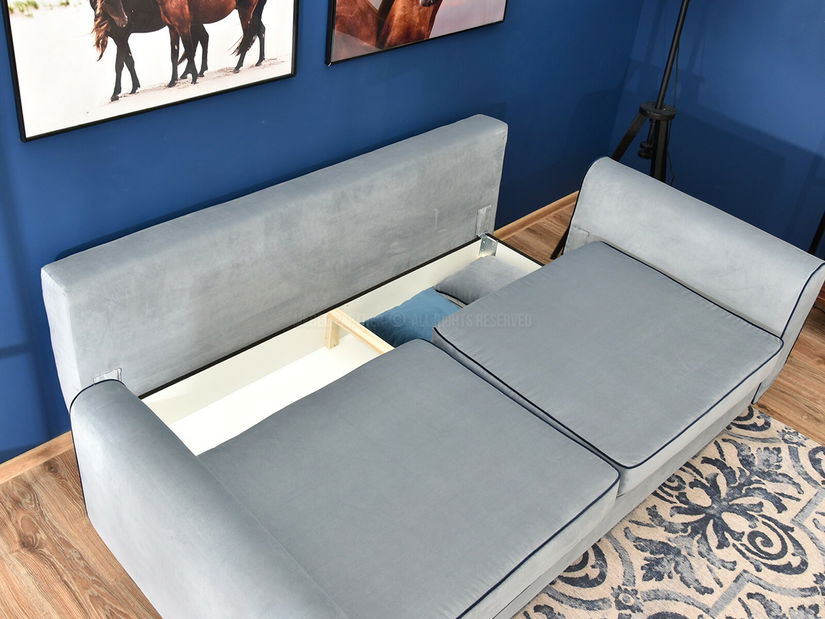 Pohovka dvousedačka Bacteria (modrá + dub)