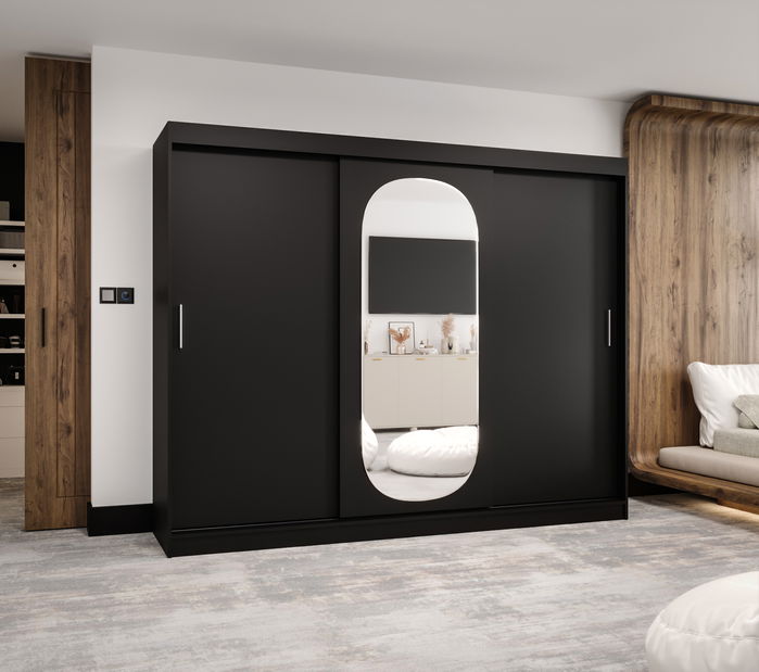 Šatní skříň 250 cm Ronny (černá)