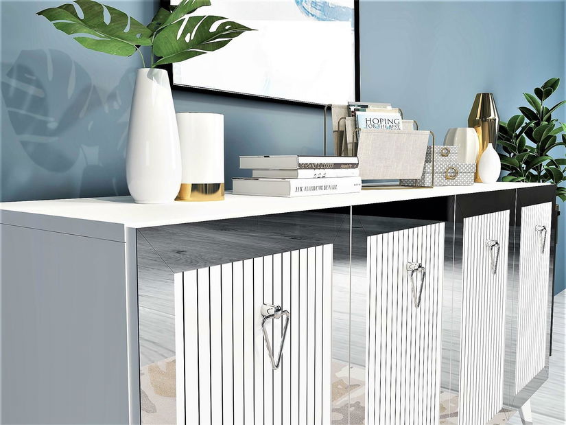 Skříňka Vopula (bílá + stříbrná)