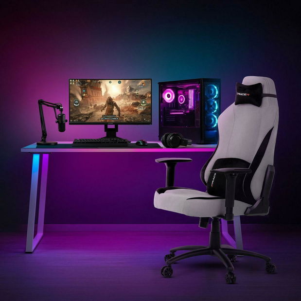 Herní křeslo Bloqueo (stříbrná)