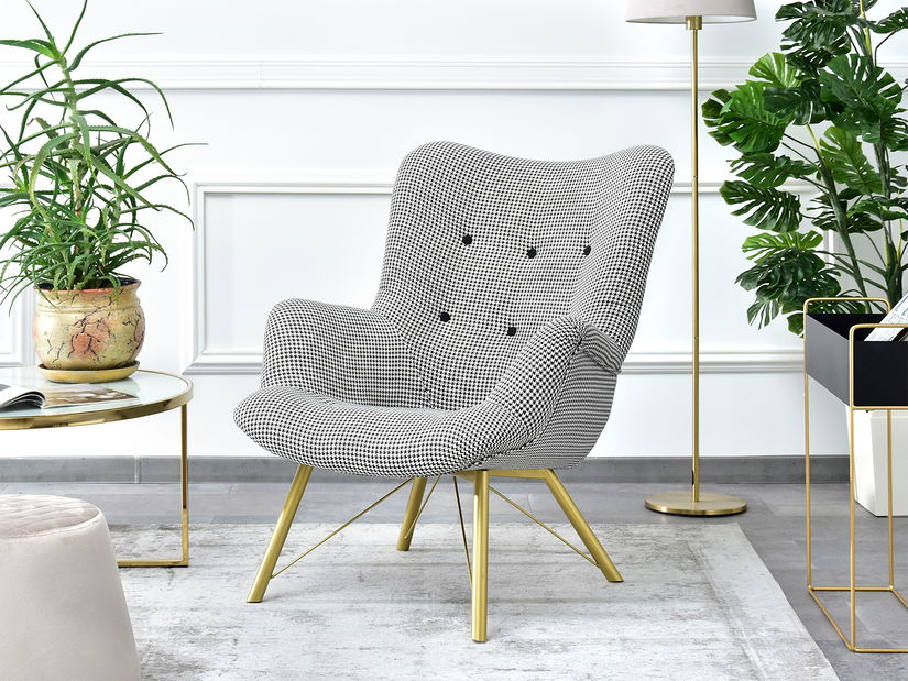 Relaxační křeslo Dawntawn (bílá + zlatá)