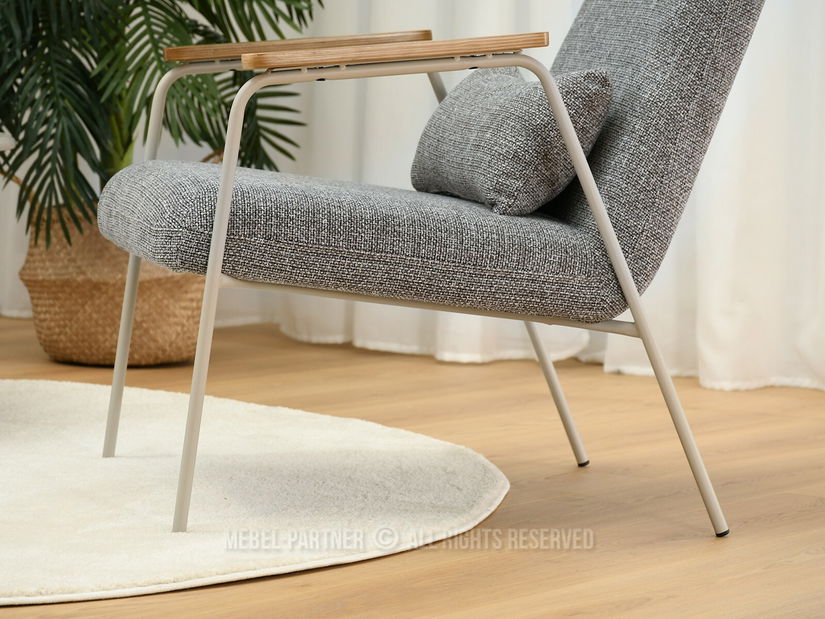 Křeslo Elba (sivobéžová + dub)