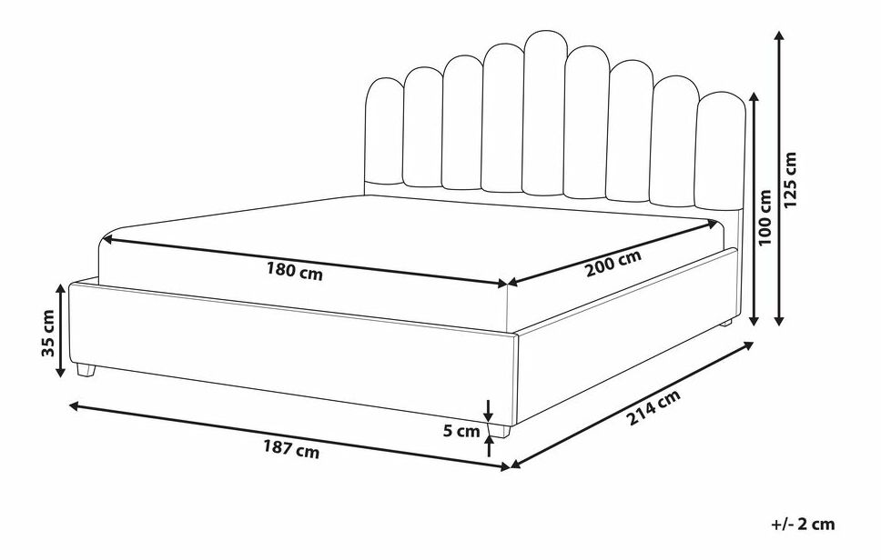 Manželská postel 180 cm Valhala (béžová) (s roštem a úložným prostorem)