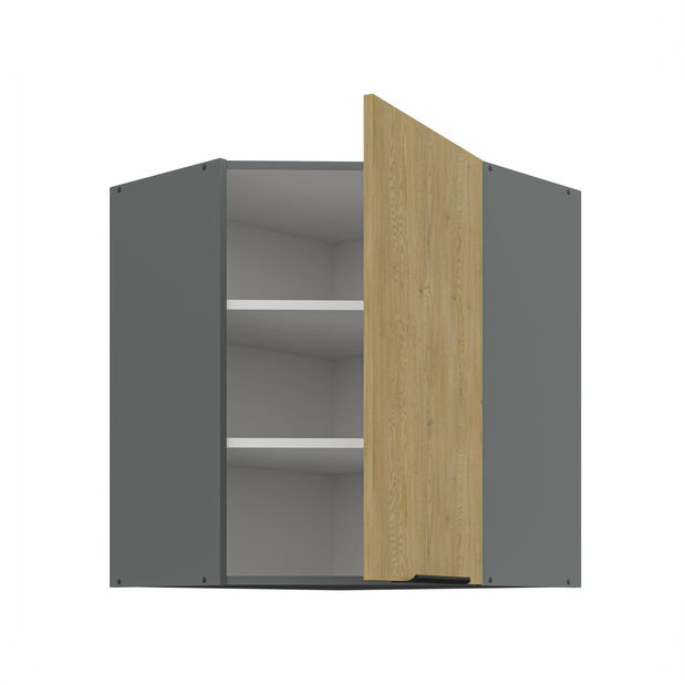 Rohová horní kuchyňská skříňka Carminia 60x60 GN-72 1F (45) (dub cremona + antracit)