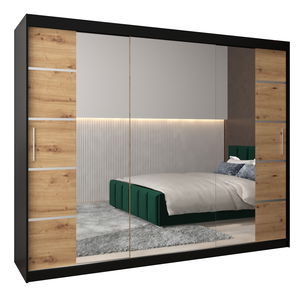 Šatní skříň 250 cm Verika 4 250 (černá + dub artisan)