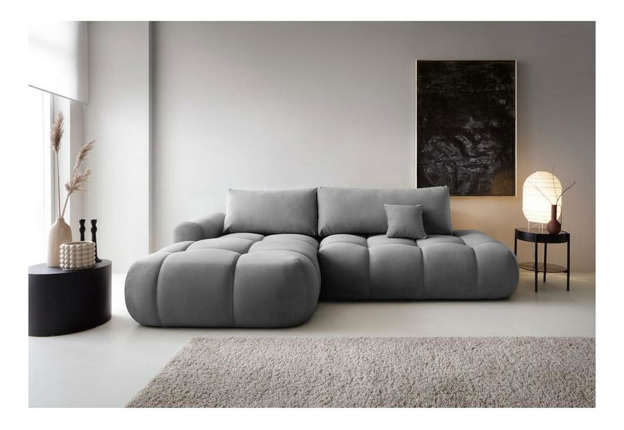 Rohová sedací souprava Ombre (L) (šedá + černá)