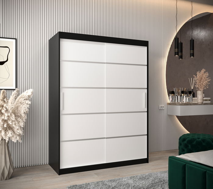 Šatní skříň 150 cm Verika 1 150 (černá + bílá)