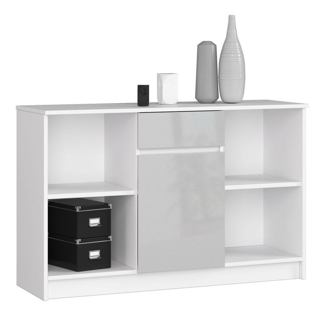 Komoda Briar (bílá + metalický lesk)