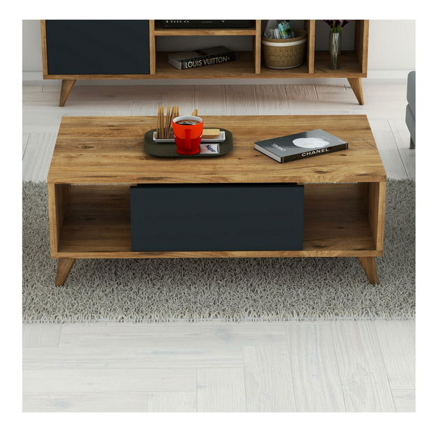 Konferenční stolek Biro (borovice atlantická + antracit) *výprodej