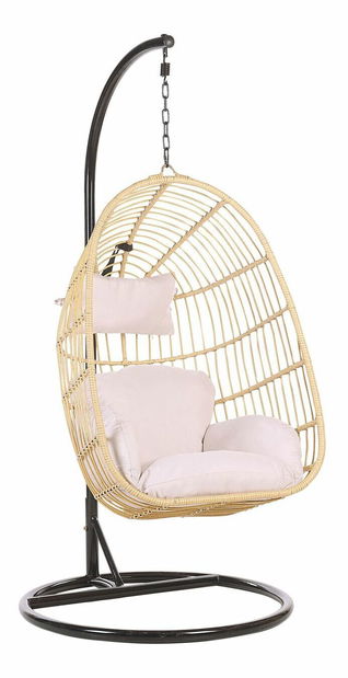 Závěsné křeslo se stojanem CALSO (polyratan) (béžová)