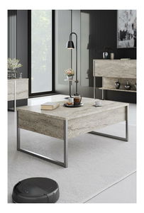 Konferenční stolek Luna 1 (travertin + stříbrná)