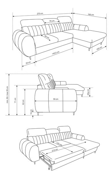 Rohová sedací souprava Bionic (šedá) (P)