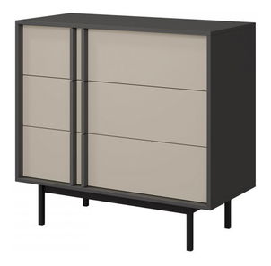 Komoda Wektus 3S WK08 (antracit + světle béžová) *bazar