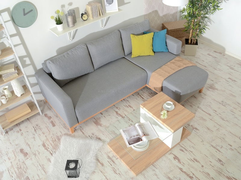 Rohová sedačka Salida (šedá + dub)