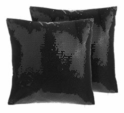 Set 2 ks. polštářů 45 x 45 cm ASTARA (polyester) (černá)