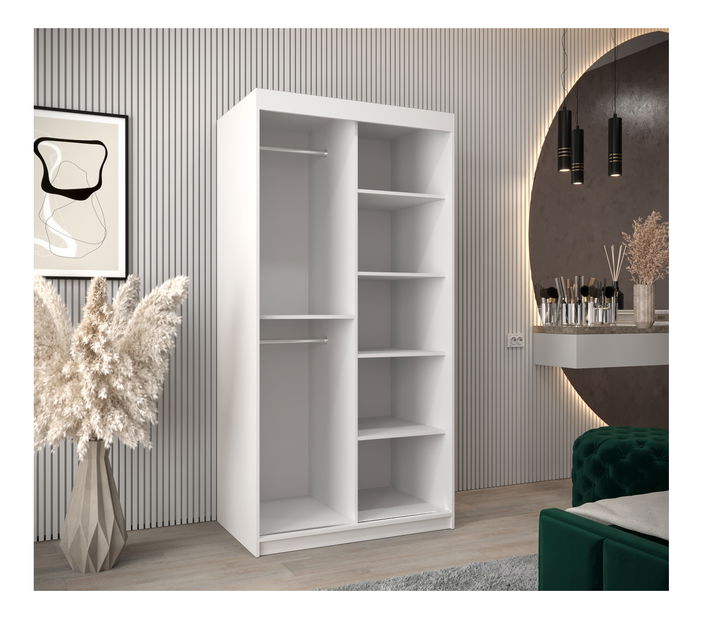 Šatní skříň 100 cm Toki (Bílá matná + Dub sonoma)