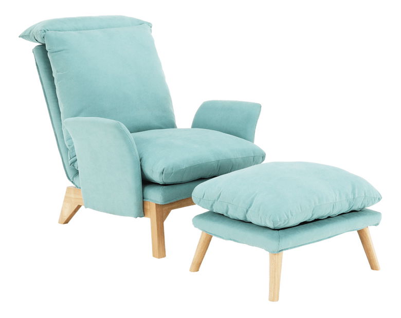 Křeslo s podnožkou Zintius (mentolová)