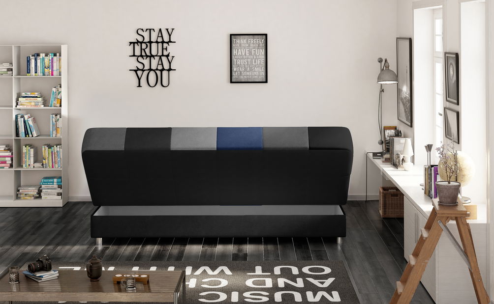 Pohovka trojsedačka Canoro (šedá + černá + modrá)