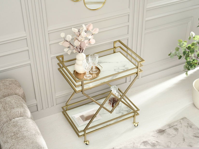 Konferenční stolek Gemido (mramor + zlatá)