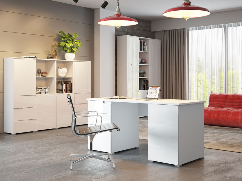 Policová skříň Sallosa 11 (bílá + lesk bílý) *bazar