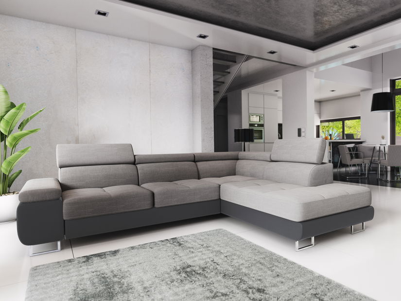 Rohová sedací souprava Ascend L (šedá + tmavě šedá) (P)